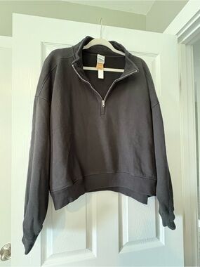 PINK by Victorias Secret Black Half-Zip Pullover Sweatshirt